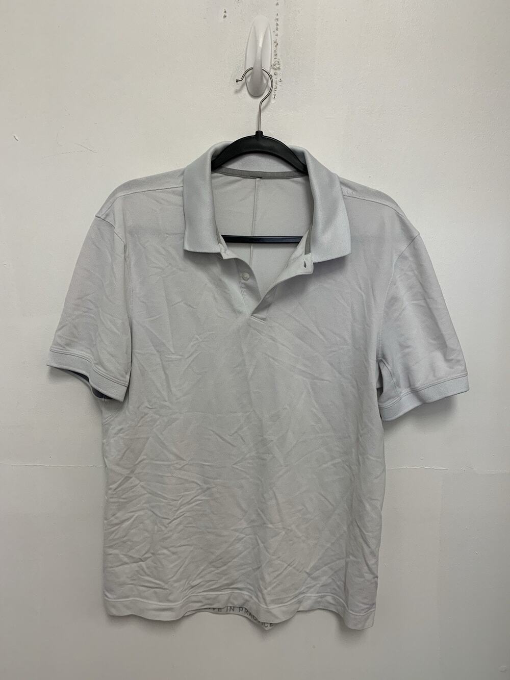 Lululemon Polo Shirt Mens Medium White Solid Golf Performance Stretch Athletic